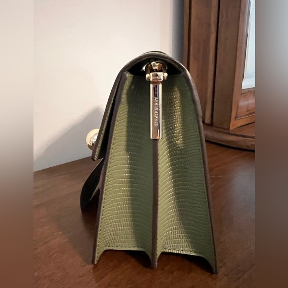 Strathberry Box Crescent in lizard-embossed olive leather - Picture 7 of 9